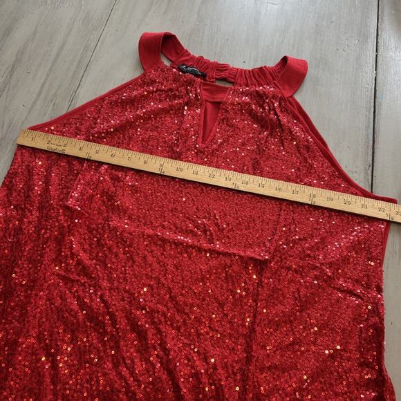 NWT International Concepts Red Sequin Keyhole Halter Top Sz 3X Sparkly - Picture 4 of 7